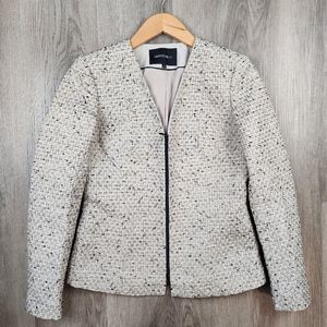 Lafayette 148 New York Tweed Blazer - Cream and Black